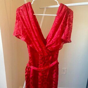 Alice and Olivia Floral Lace Flutter Sleeve Dress